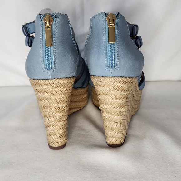 Söfft Blue Leather Strappy Espadrille Wedge Sandals Size 8.5M - Picture 5 of 8